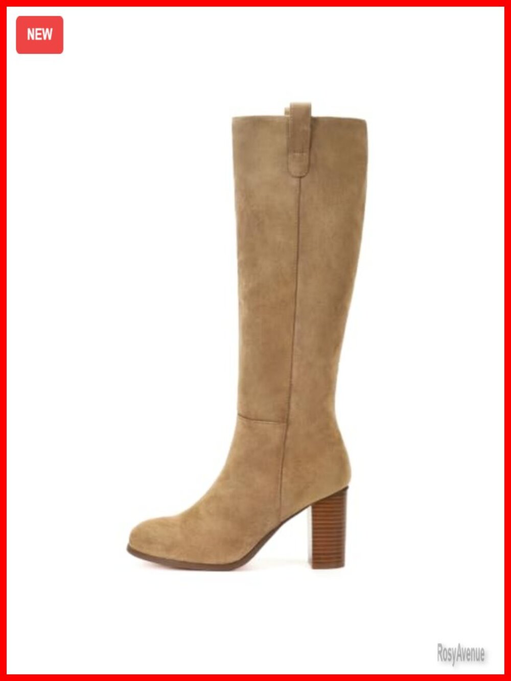Faux Suede Knee High Boots Womens Round Toe Chunky Heel Tall Fall Boot